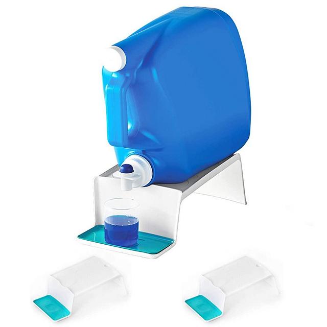 Smart Design Sud Station Laundry Detergent Soap Organizer - Dispenser Cup Container w/Fabric Softener Storage - Cabinet Accessories Holder Stand - Laundry Room (5.8 x 12.7 Inch) [White] - Set of 3
