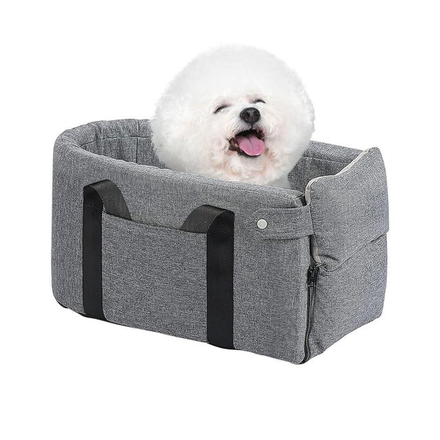 Cathpetic Dog Car Seat Cat Carrier - Dog Car Booster Seat on Car Armrest Travel Bags for Cats Dogs with Easy Carrying Strap Dog Travel Car Carrier with Safety Tethers Console Car Seat for Dogs