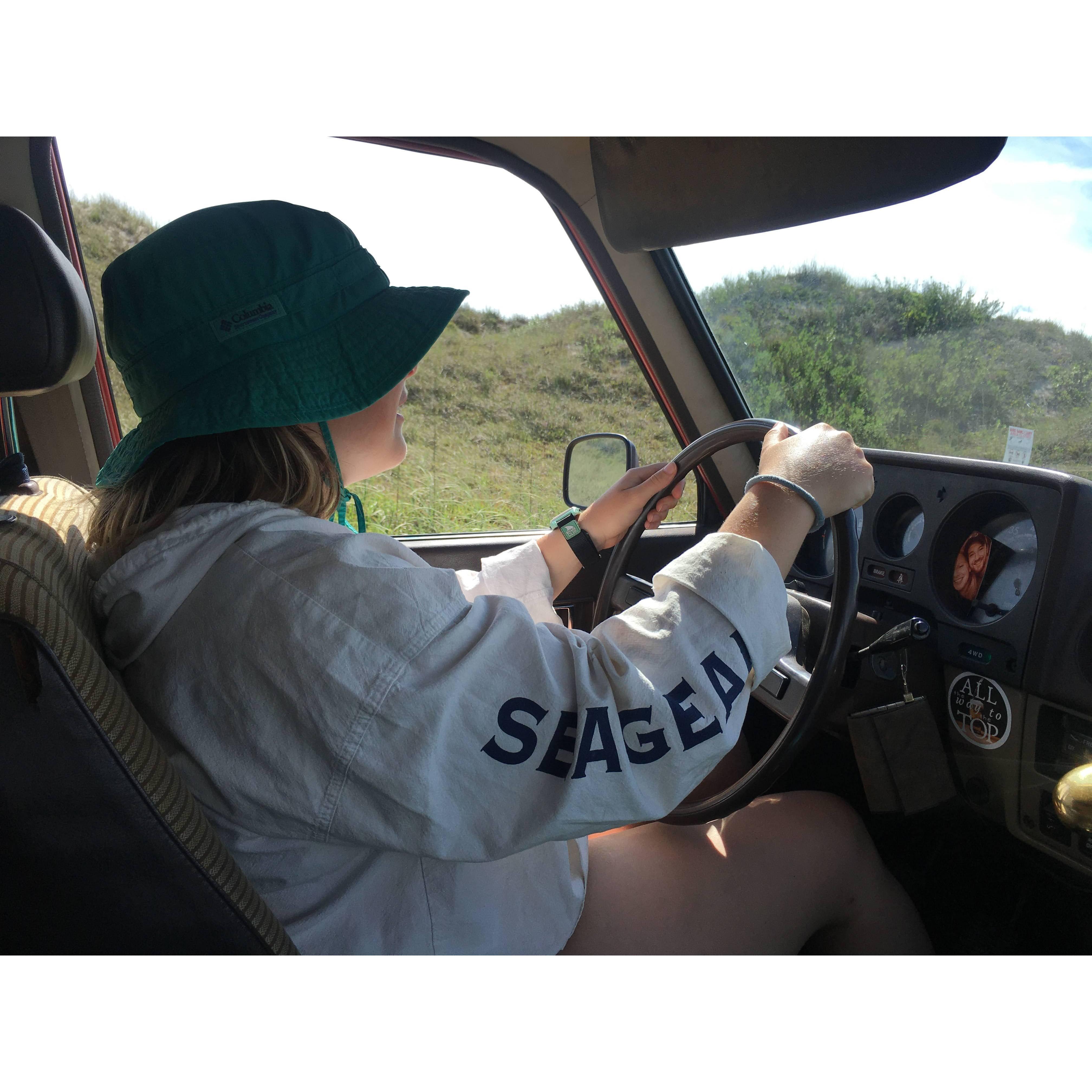 Driving the Land Cruiser at Cape Lookout (May 2020)