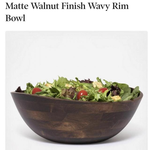 Lipper - Matte walnut finish wavy rim bowl