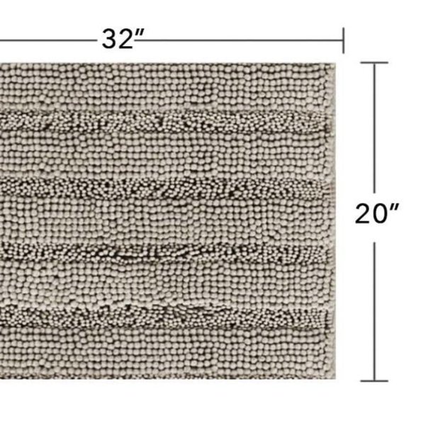 H.VERSAILTEX Bath Rugs for Bathroom Non Slip Bath Mats Extra Thick Chenille Striped Rug 20" x 32" Absorbent Non Skid Fluffy Soft Shaggy Washable Dry Fast Plush Mat for Indoor, Bath Room, Tub - Taupe