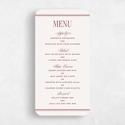 Red Rounded Wedding Menu - Querido
