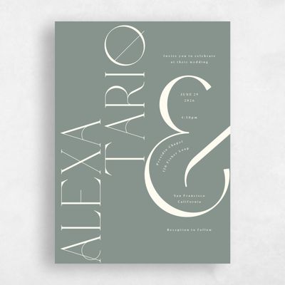 Deep Sage, Green Wedding Invitation - Gothenburg Portrait