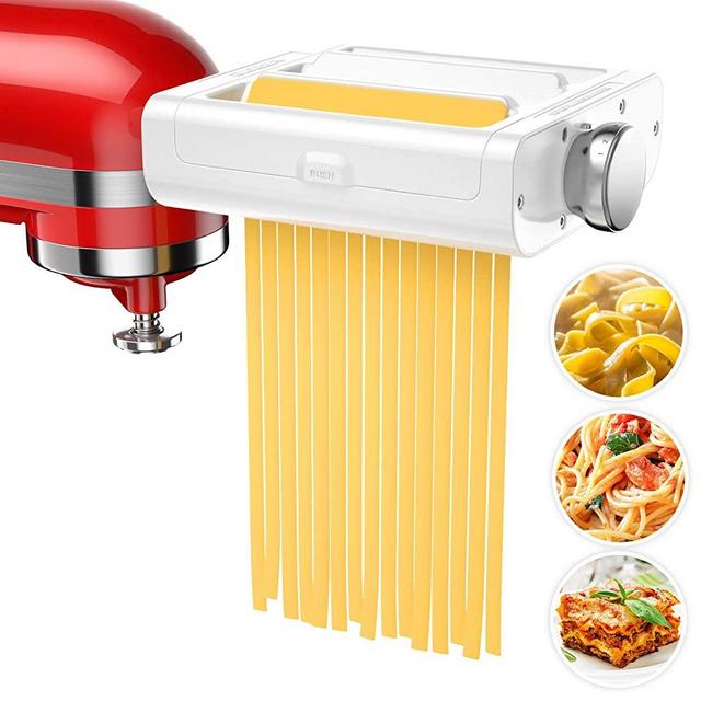 Pasta Maker Attachment for KitchenAid Stand Mixers, 3 in 1 Set Pasta Attachments includes Pasta Roller, Spaghetti &Fettuccine Cutter, Pasta Machine Attachment Accessories for KitchenAid