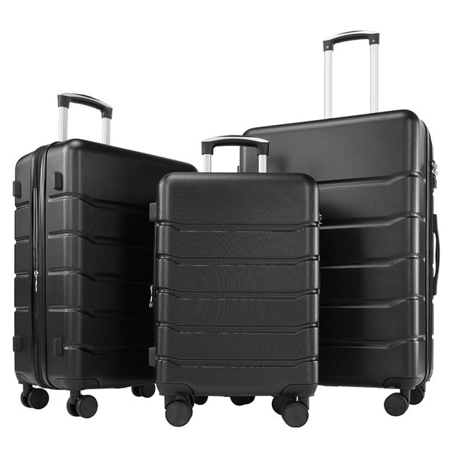 Sweetcrispy Luggage Spinner Wheels Lightweight Expandable Travel Hard Shell Suitcases with TSA Lock, Bronze Black, 3-PCS Set (20/24/28 Inch)