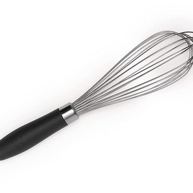 Misen Stainless Steel Whisk with Silicone Handle - Large Balloon Whisks for Cooking - Metal Whisk for Stirring & Mixing, Black