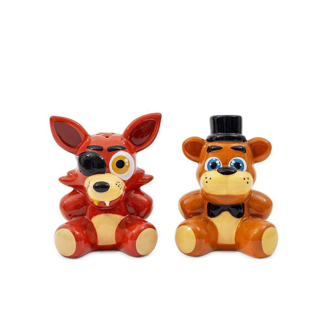 Five Nights At Freddy's Freddy and Foxy Ceramic Salt and Pepper Shaker Set | Spice Dispenser Storage Canisters
