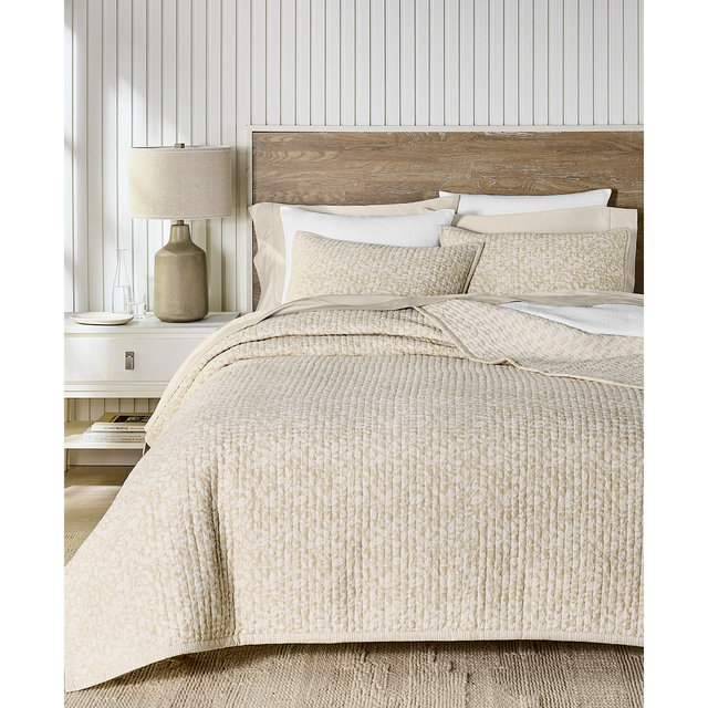 Charter Club Leaf Silhouette Oat 3-Pc. Quilt Set, King