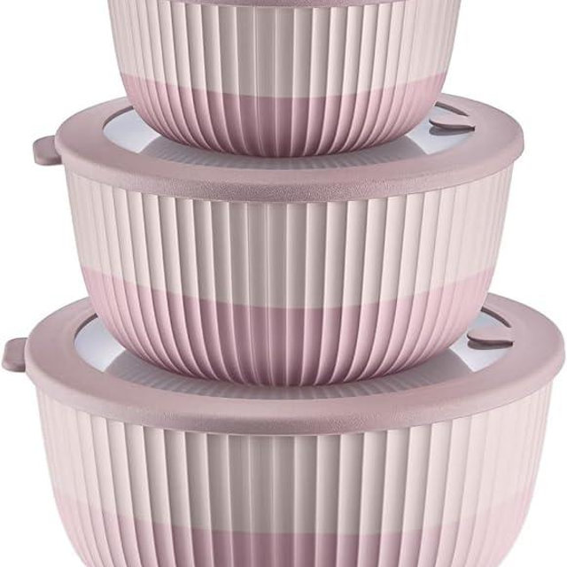 Mixing Bowl Set with Airtight Lids-8-Piece Nesting,stackable Plastic Kitchen Bowls for Mixing & Food Prep-BPA-Free,Dishwasher,Microwave & Freezer Safe