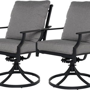 Grand patio Patio Dining Set for 2, E-Coated Outdoor Dining Set, 2 Swivel Dining Chairs Outdoor Furniture Set with Olefin Cushions, Grey