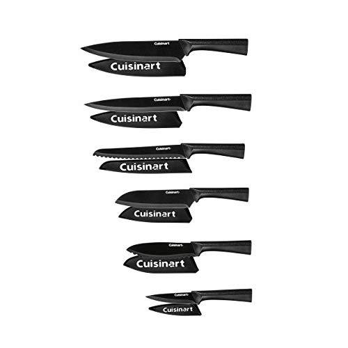 Cuisinart C55-12PMB Advantage 12 Piece Metallic Knife Set With Blade Guards, Black