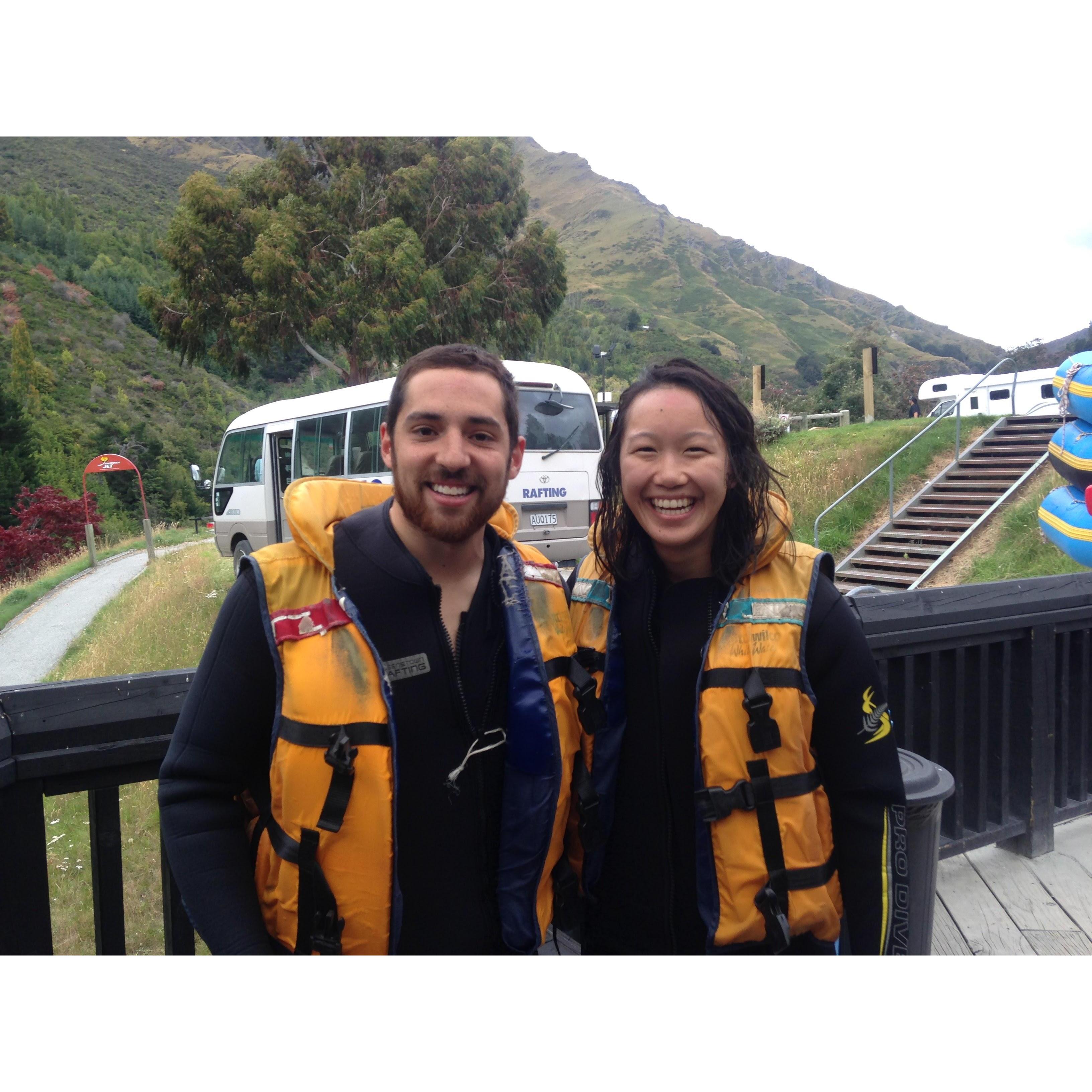 Steph's first time white water rafting. Queenstown, NZ