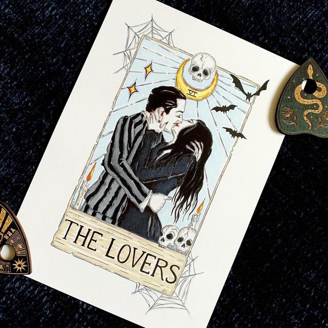 Gomez And Morticia Addams, The Lovers Tarot Card, Addams Family - Print