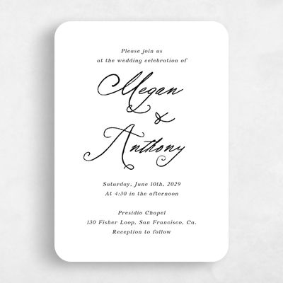 White Rounded Wedding Invitation - Cristal Portrait