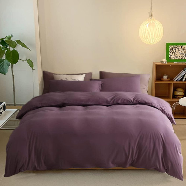 CLOTHKNOW Purple Queen Comforter Set Pale Mauve Bedding Comforter Sets Dusty Purple Comforter for Queen Size Bed Purple Bedding Sets Soft Queen Comforter 3Pcs Purple Queen Size Comforter Set