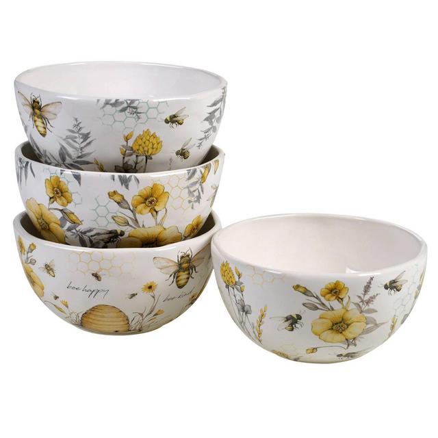 26oz 4pk Earthenware Sweet As A Bee Ice Cream Bowls - Certified International