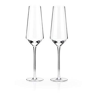 Viski 4530 Raye: Crystal Champagne Flute Set, Clear
