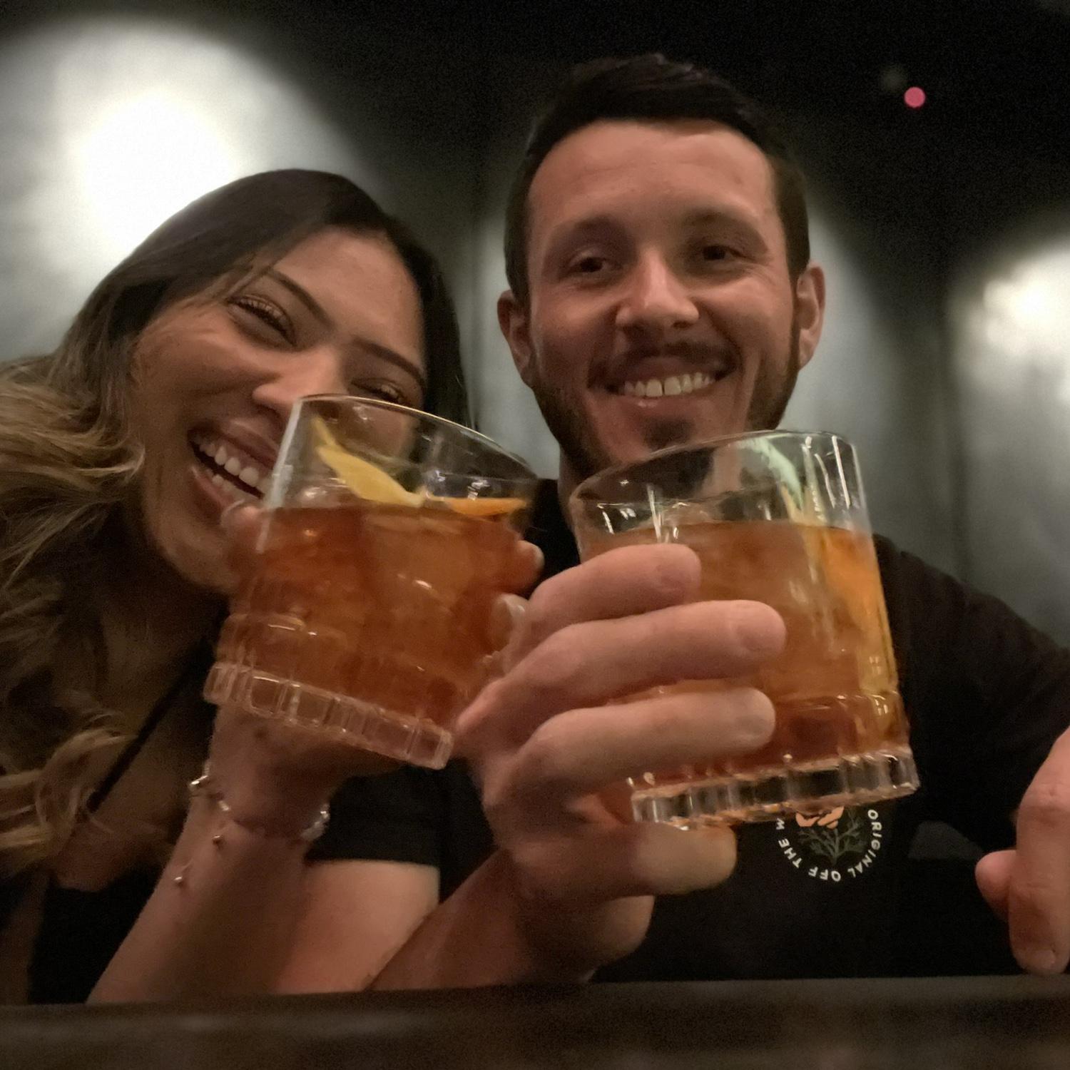 Enjoying an Old Fashion. One of Oscar's go to drinks!