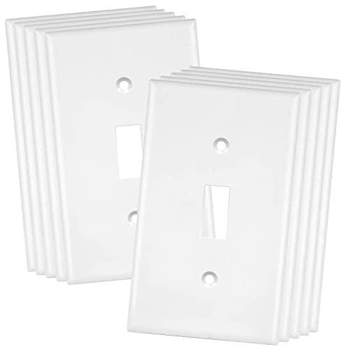 ENERLITES Toggle Light Switch Wall Plate Cover, Size 1-Gang 4.50" x 2.76", Unbreakable Polycarbonate Thermoplastic, 8811-W-10PCS, White (10 Pack)
