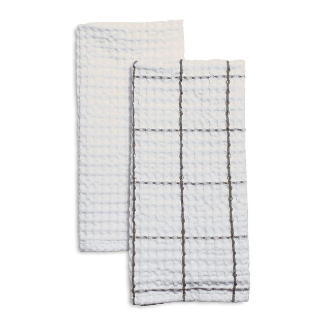 Sur La Table Washed Waffle Kitchen Towels, Set of 2, Dove Grey