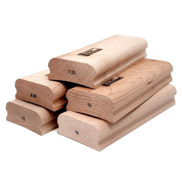 StewMac 8"-Length Wooden Radius Sanding Blocks - Set of 5 Essential Radii
