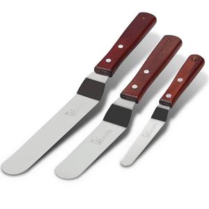 Icing Spatula, 7.5" - 10.8" - 12.8" Offset Cake Spatula Set with Wooden Handle by 1Easylife, Professional Stainless Steel Cake Decorating Spatulas (4"-6"-8" Blade)