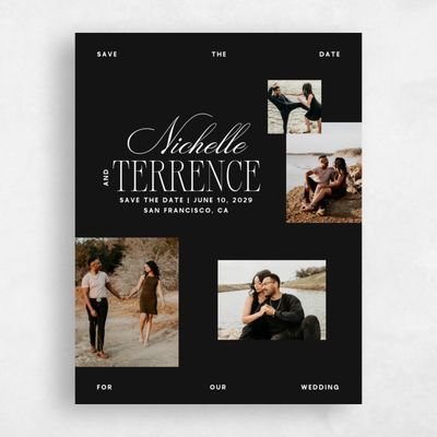 Black Simple Wedding Save the Date - Solange Multiphoto