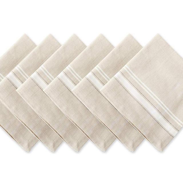 DII 100% Cotton, Oversized Basic Everyday 20x20" Napkin Set of 6, White French Stripe