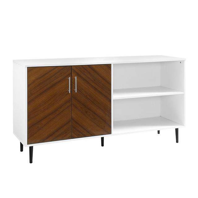 58" Bookmatch Asymmetrical Console Solid White - Saracina Home