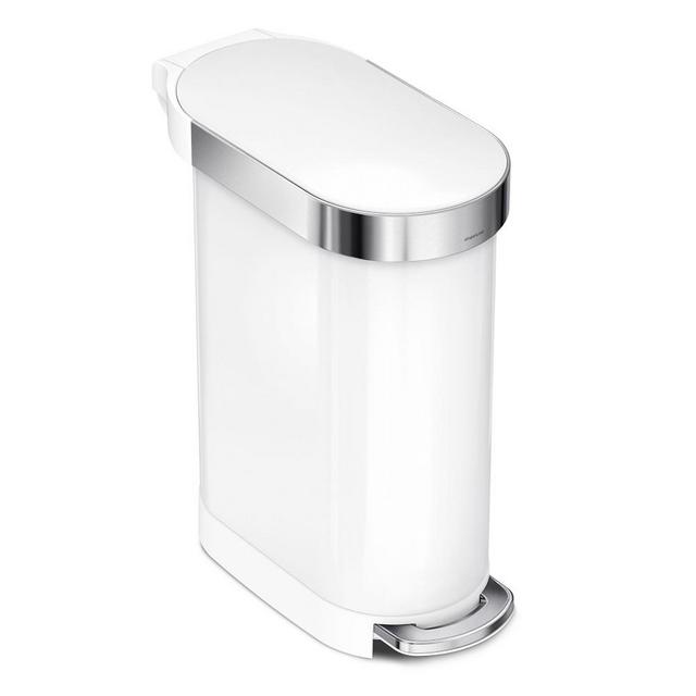 simplehuman™ 45L Slim Step Can White Steel