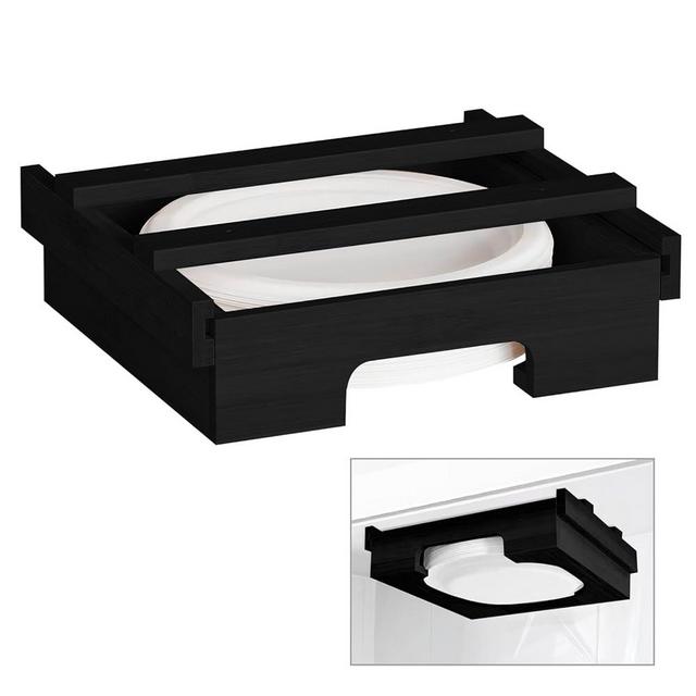 EASIDAYFAN Paper Plate Dispenser, 9-inch Bamboo Paper Plate Dispenser Under Cabinet, Kitchen Counter Vertical Paper Plate Holder Organizer Countertop Caddy Black