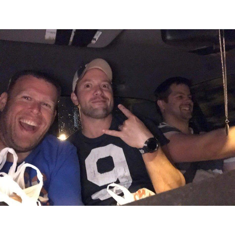 Matt, with groomsmen Kevin and Greg out on guy's night