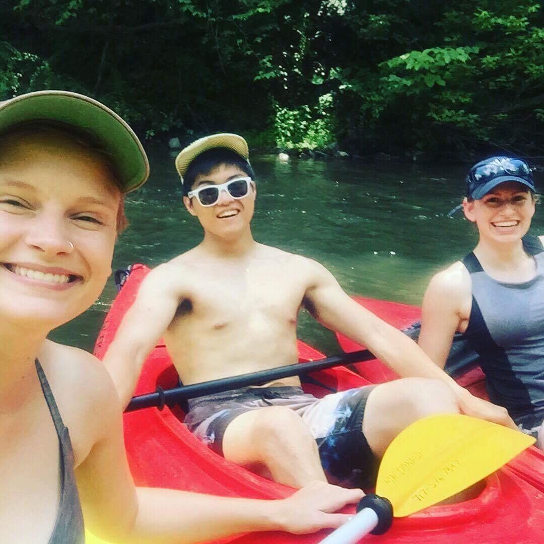 Abbey, Yong, Elizabeth: Elizabeth invited Yong to 7/4 with Abbey's family in PA. Yong was there to simply enjoy his time off from summer research. He enjoyed the outdoors. (2017, Harrisburg, PA)