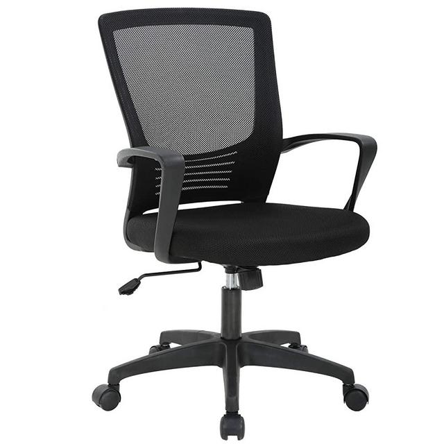 Office Chair Ergonomic Desk Chair Swivel Rolling Computer Chair Executive Lumbar Support Task Mesh Chair Metal Base for Home&Office, Black