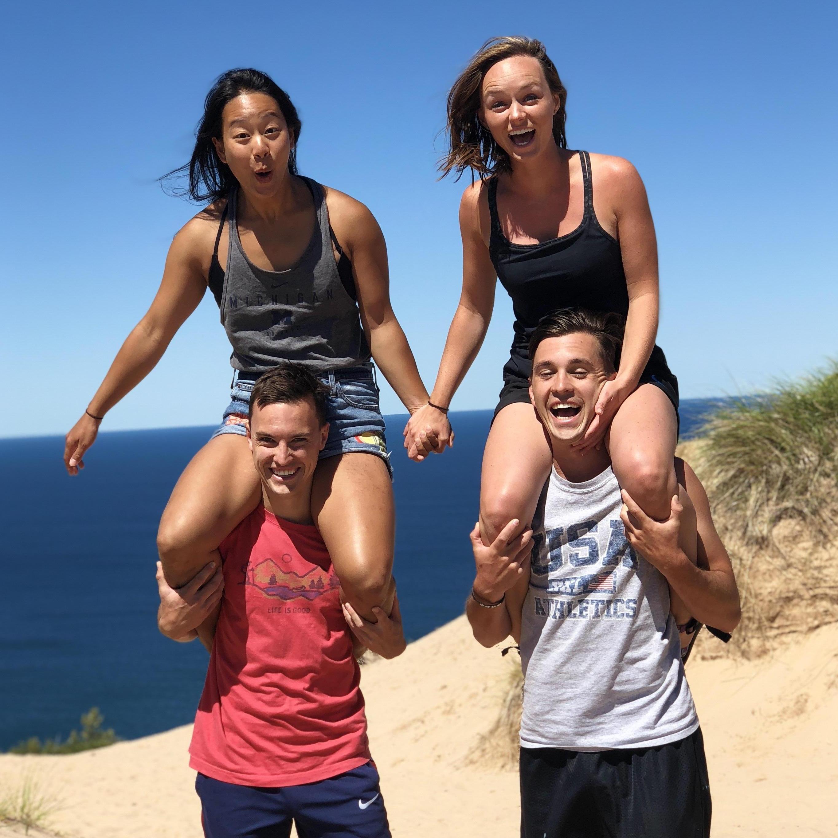 With Evan and Maddie on the dunes in Glen Arbor, Michigan