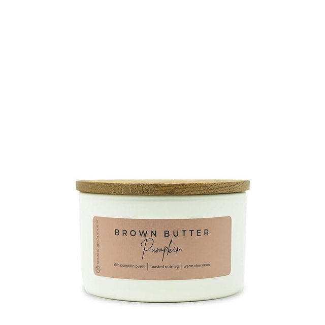 Milkhouse Candle Company Brown Butter Pumpkin Soy Candle - Rich Pumpkin Puree | Toasted Nutmeg | Warm Cinnamon Scented - 10 oz Signature Statement Candle with Lid, 20+ Hour Burn Time, Made in the USA