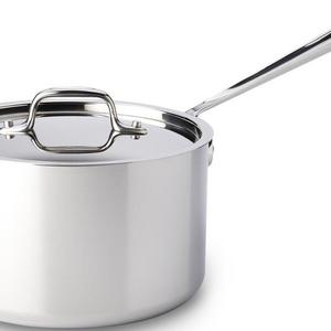 All-Clad 4204 Stainless Steel Tri-Ply Dishwasher Safe Sauce Pan with Lid / Cookware, 4-Quart, Silver