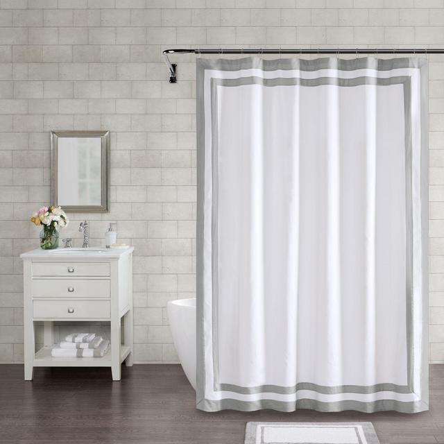 Wamsutta® Hotel Border 72-Inch Square Shower Curtain in Grey