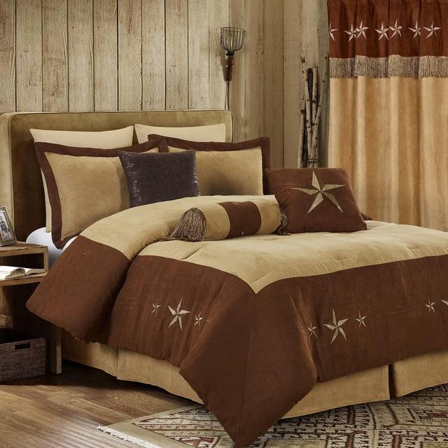 Chezmoi Collection Winslow 7-Piece Western Star Embroidery Microsuede Oversized Comforter Set