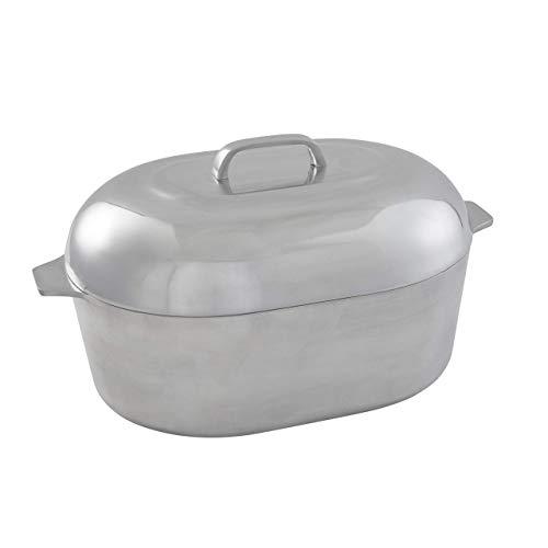 IMUSA USA IMU-89302 Heavy Duty Cajun Oval Aluminum Roaster 15, Silver