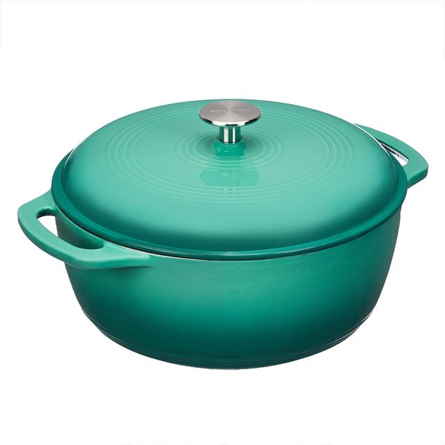 Amazon Basics Enameled Cast Iron Covered Dutch Oven, 6-Quart, Teal