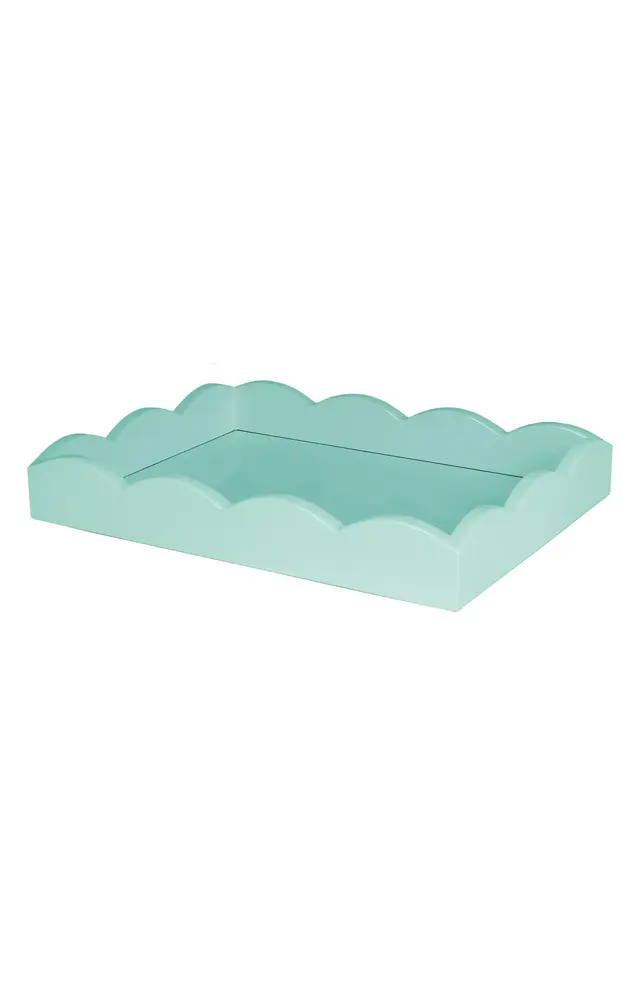 Addison Ross London Scalloped Wood Tray in Eau De Nil