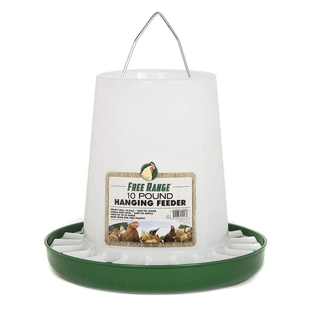 Harris Farms 1000290 Free Range Plastic Hanging Poultry Feeder, 10 Pound, White