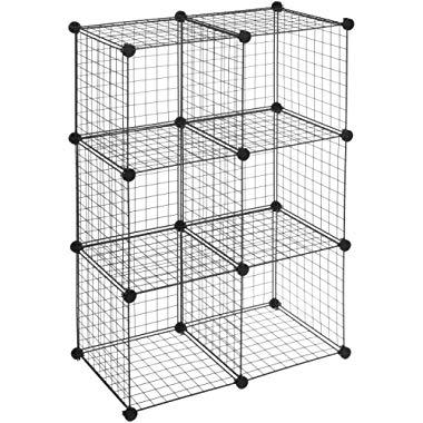 AmazonBasics 6 Cube Grid Wire Storage Shelves, Black
