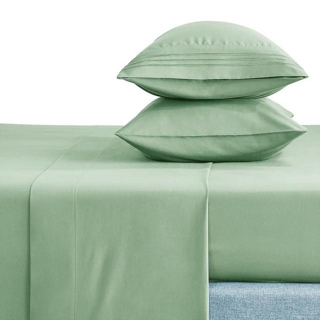 CozyLux Hotel Luxury Twin Extra Long (XL) Bed Sheets Set - 1800 Series 3-Piece Embroidered Microfiber Twin XL Sheets, Double Brushed, 16" Deep Pocket, Soft and Wrinkle-Resistant, Sage Green