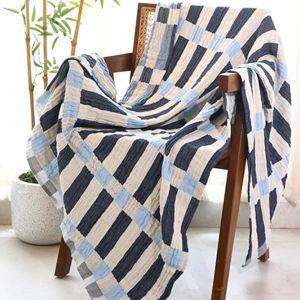 Folkulture Throw Blanket for Couch 50" x 60" |100% Recycled Cotton, Lightweight Throw Blanket for Chair, Couch, Sofa, Bed | Guest Room Must Haves Boho Blanket | Winter Blue