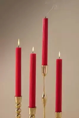 Fluted Taper Candles, Set of 4