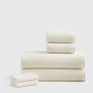 Turkish Ribbed Quick Dry Bath Sheet Bundle in Ivory