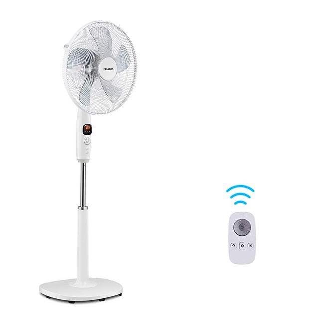PELONIS PFS40D8AWW Silent Turbo Standing Adjustable Fan, Powerful Quiet Speed, 12 Hour On/Off Timer, 3 Modes, with Remote Control, 16 inch, 16-inch DC Motor Pedestal 2020 New Model