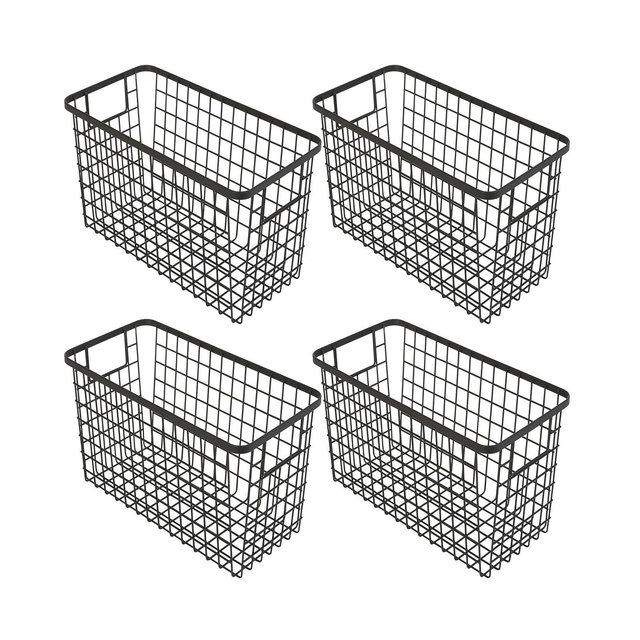 Smart Design Nestable 6" x 12" x 6" Basket Organizer with Handles, Set of 4